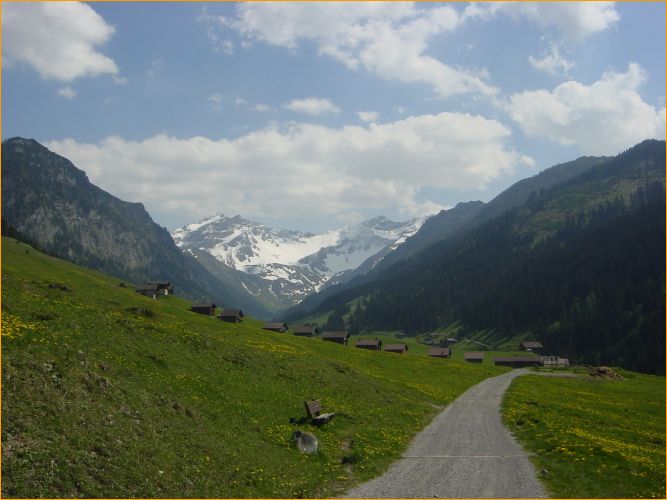 blick von der einfahrt ins saminatal zurck zum steg